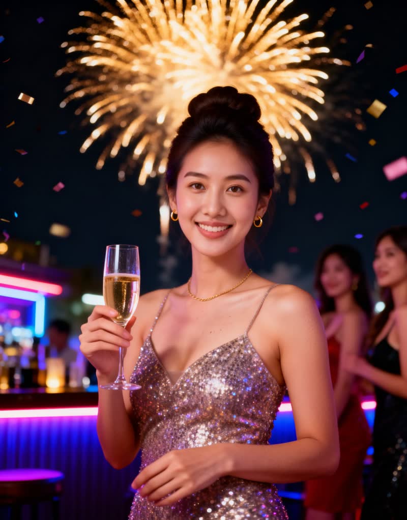 AI demo: Mook New Year countdown at a bar